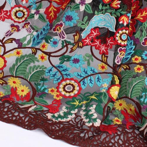 Heavy Work Flower Forest Embroidered Lace Fabric Women Dress Lace Embroidery Mesh Fabric 125cm