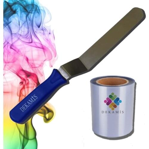 ANGLED ICING SPATULA 25 cm and TRANSPARENT CAKE ROLLS (THICK) 25 m