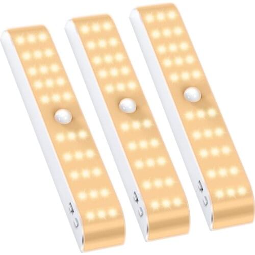 USB rechageable battery Motion sensor Under Cabinet Light Night light lamp for wardrobe kitchen wine closet step 30 20 leds