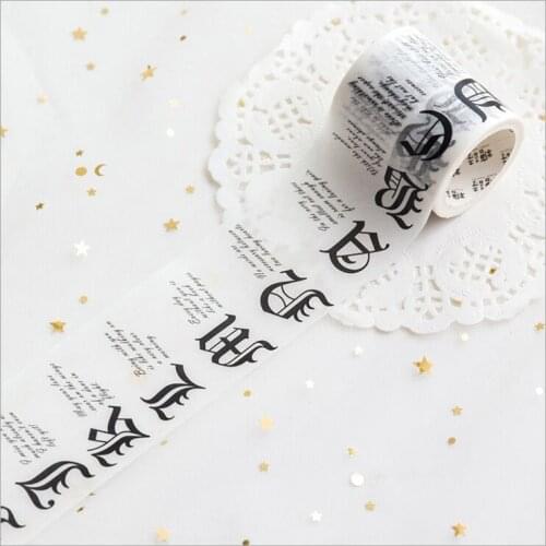50mm Wide Vintage Gothic Alphabet Letter Border Washi Tape DIY Planner Diary Scrapbooking Album Masking Tape Escolar