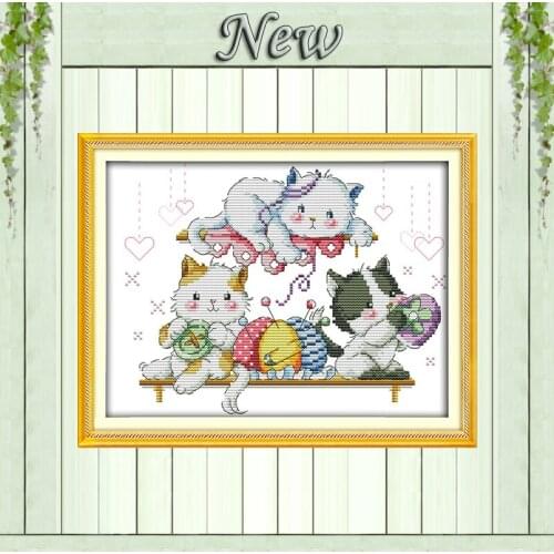 Cat embroidery animals cartoon painting Counted printed on canvas 14CT 11CT chinese Cross Stitch Needlework kits Embroidery Sets