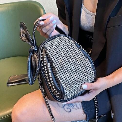 Mini Tote Bags for Women Chain Shoulder Bag Cute Bow Sac A Main De Luxe Diamond Crossbody Bolsa Feminina