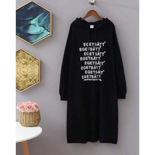 New Big Large Plus Size Autumn Spring Dress Girls Casual Women Clothes Tops Long Sleeve Hoodies For Teen Lady Long Hoody Dresses