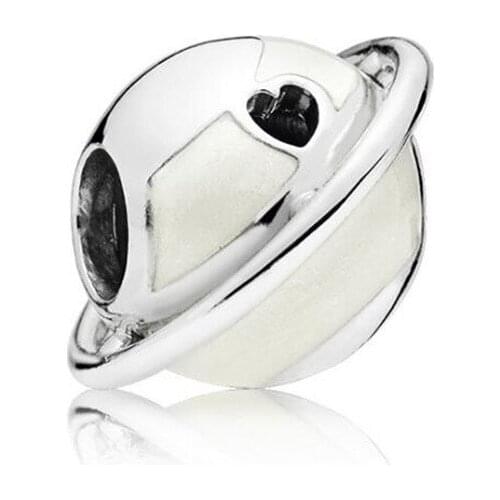 Fit Original Pandora Heart Astral Celestial Body Charms Bracelet Women White Enamel Planet Beads for Jewelry Making DIY Pulseras