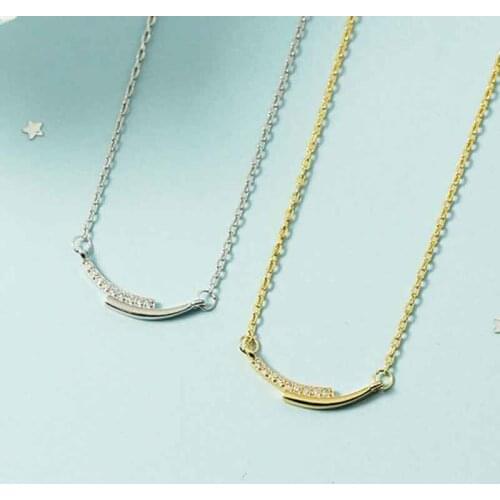 KOFSAC Luxury Fashion Curve Necklace For Women 925 Sterling Silver Zircon Pendant Necklaces Jewelry Lady Gift Party Accessories