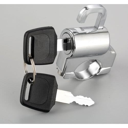 1Pc Motorcycle Univesal Helmet Lock Bike Hanging Hook Keys Set Chrome 22mm 7/8" Tube Handlebar bar With Accessories