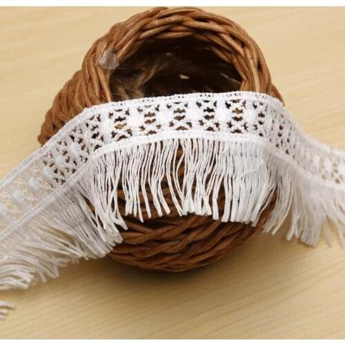 30Yards Milk Lace Trims White Embroidered Fabric Fringe Tassel Ribbon for Clothes DIY Sewing Crafts Wedding Dress
