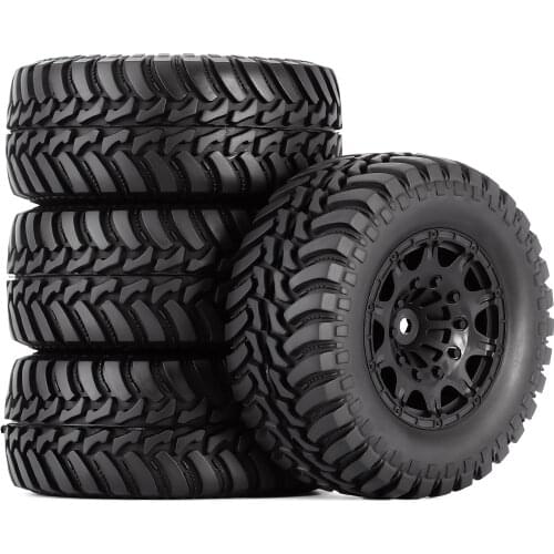 4PCS/Set Rubber Tires&Wheel Rim Set for 1/10 Short-Course Truck RC Car Traxxas Slash VKAR 10SC HPI