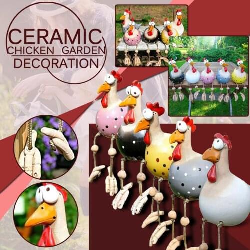 40# Ceramic Fun Chicken Garden Decoration Outdoor Animal Stakes Yard Garden Decor Vintage Art Ornament Décoration De Jardin