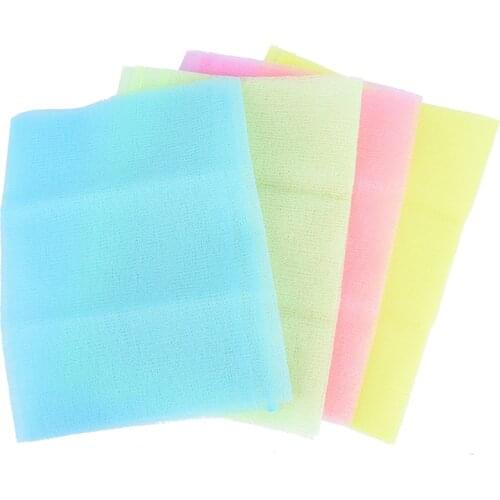 5pcs/lot Nylon Japanese Exfoliating Beauty Skin Bath Shower Wash Cloth Towel Back Scrub Body Cleaning Washing Sponges& Scrubbers