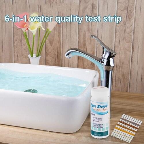 50PCS Multifunction Upgrade 6 In1 Drinking Water Test Strip Water Quality Test Simple And Fast Hardness Test PH Bromine Nitrate