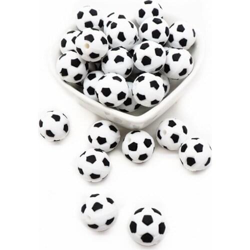 Chengkai 50pcs Silicone Football Teether Beads DIY Baby Soccer Cartoon Teething Sensory Toy Pacifier Jewelry Making Beads