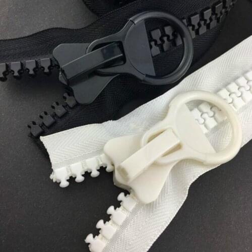 6m/lot 20# OVERSIZE Continuous RESIN Zipper ROLL Tape/SLIDER BLACK/WHITE for Sofa SLEEPING Bag BEDDING Outdoor TENT CAR COVER