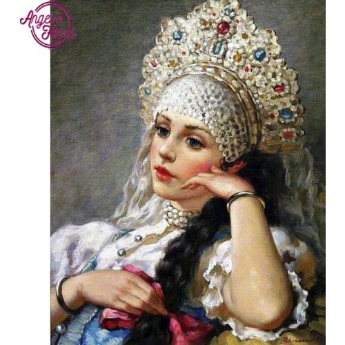 Diamond Embroidery pattern DIY Needlework Diamond Painting Cross Stitch beautiful girl 5D Rhinestones Mosaic painting icon