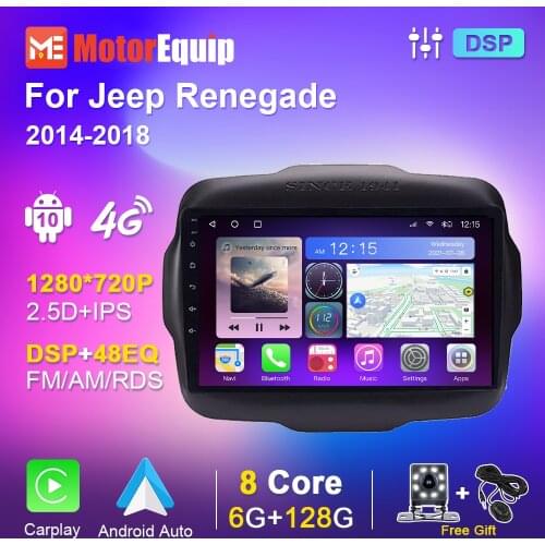 Android 10 9'' Car Radio For Jeep Renegade 2014-2018 GPS Navigation AM FM RDS Car Multimedia Player 2 Din 4G WiFi Android Auto