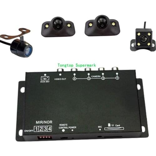 DC 12V 4View Image Split-screen Car Recorder Full Parking View Camera Switch box With Front/Rear/Right/Left Cameras
