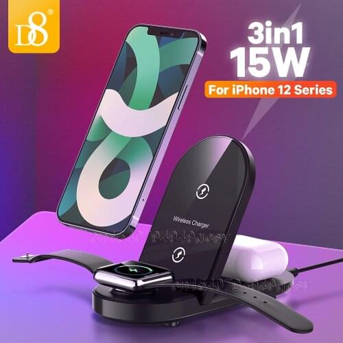 15W 3 in 1 Wireless Charger Station For iPhone 12 11 AirPods Pro For Samsung Xiaomi Foldable Wireless Charger Pad For iWatch5