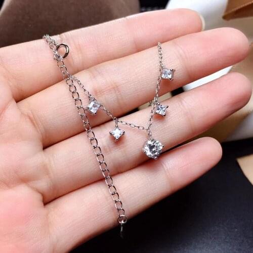 Pouring shiny moisanite gemstone necklace women silver necklace jewelry 925 sterling silver birthday gift New year gift