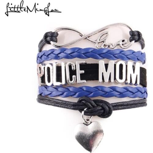 Little MingLou Infinity love Police mom bracelet sister grandma Bracelet Charm leather bracelets & bangles for women jewelry
