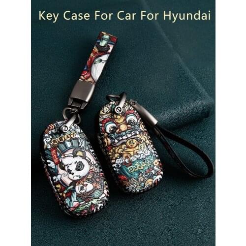 Genuine Leather Car Key Case for Hyundai I10 I20 I30 I40 IX25 Ix35 IX45 HB20 KONA ENCINO Remote Cover Auto Accessories