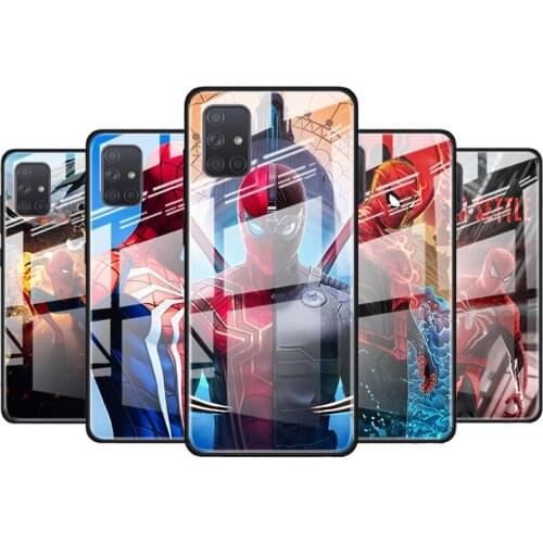 Marvel Spiderman hero for Samsung Galaxy S21 Ultra A71 A51 4G 5G A91 A81 A41 A31 A21 A11 A01 Tempered Glass Phone Case