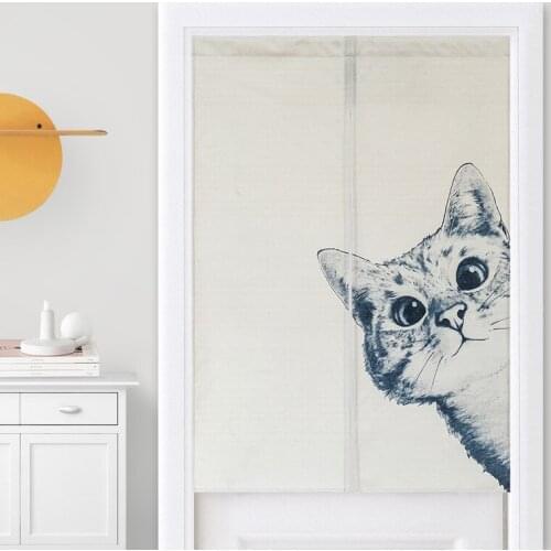 Black and white cat contracted fabric door curtain kitchen half curtain vestibule toilet partition bedroom home bar decoration