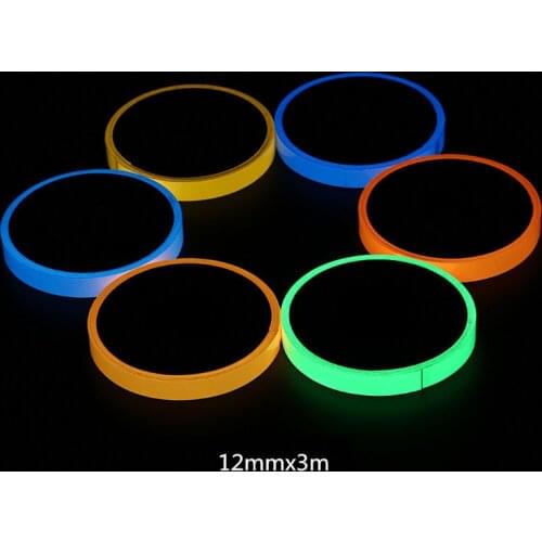 Color Spontaneous Luminous Strip Fluorescent Light Warning Luminous Tape Safety Security Home Decoration 12mmx3m