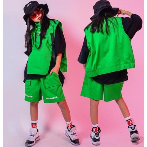 ChildrenS Day Boys Hip Hop Dance Costumes For Kids New Green Hiphop Jazz Outfits Stage Performance Clothes Street Wear DQS4398