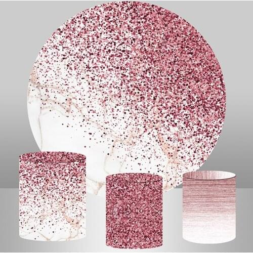 Wedding Photography Background Round Circle Backdrop Pink Rosa Gold Glitter Kids Adult Birthday Party Backdrops For Photo Studio
