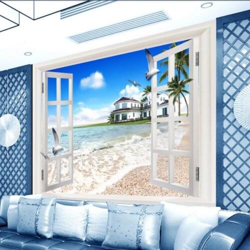 Photo wallpaper 3D Stereo Outside the Ocean Fresco Restaurant Corridor Background Wall mural cafe custom Wallpaper