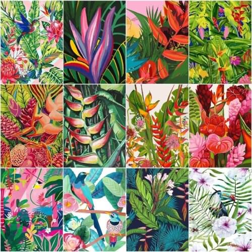 GATYZTORY Oil Painting By Number Leaf Drawing On Canvas HandPainted Gift Picture By Number Plant Kits Home Decor 40x50cm