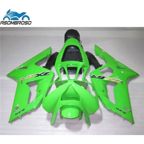 Top Selling Injection Motorcycle Plastic for Kawasaki Ninja ZX6R fairing kit 2003 2004 green black fairing set zx6r 03 04 GV46