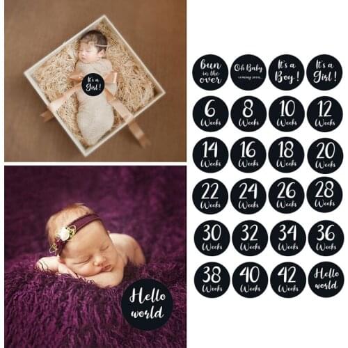 HX5D 24 Pcs/Set Newborn Baby Monthly Stickers Milestone Memories Photo Props Baby Pregnant Women Monthly Photograph Stickers