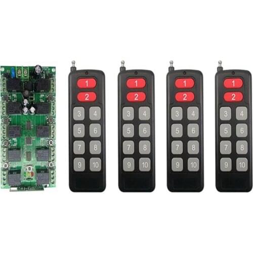 Individual learning code DC12V 10A 10CH 10 channel Wireless Remote Control Switch System Receiver+Transmitters Garage Door /lamp