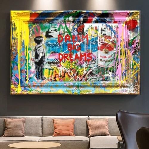 Big Dreams Street Graffiti Art Wall Art Poster and Prints Wall Picture On Canvas Art Painting For Living Room Cuadros Decor