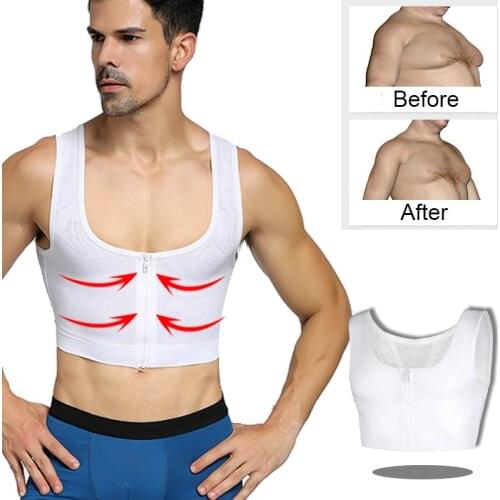IYUNYI Posture Corrector Shapers Tops Men Slimming Chest Trainer Corset Compression Body Shaper Sleeveless Short Tops
