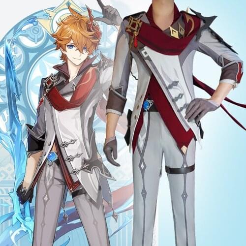 Game Genshin Impact Cosplay Costumes Tartaglia Cosplay Costume Grey Uniforms Clothes Clothing Suits wears Full Sets coats Comic