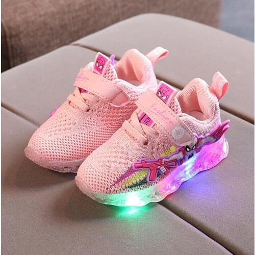 Fashion LED lighted Children Shoes Cool Spiderman Casual Kids Sneakers Infant Tennis Baby Girls Boys Shoes Footwear