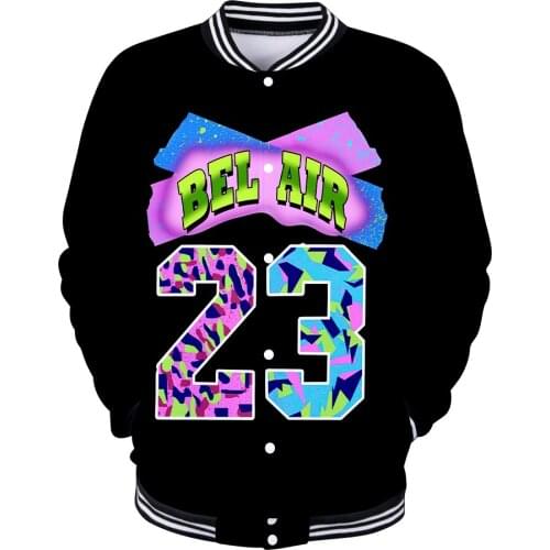 Men jackets Coats 90s Sitcom The Fresh Prince Coats Baseball uniform 3D Printed Balck Casual Baseball jacket Oversized Girls Top