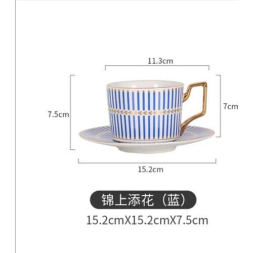 Colorful Bone Porcelain Afternoon Tea Cup And Saucer Set Ceramic Coffee Cup With saucer Stainless Spoon 200ml Home Drinkware