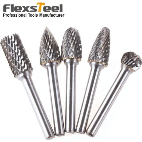 5pcs 12MM Head Tungsten Carbide Grinder Drill Bit Set 1/4" 6MM Shank Metal Rotary Polish Woodworking Milling Cutters Drill Bits