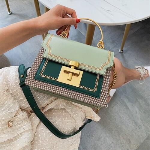 2021 New Fashion Pathwork PU Leather Women Crossbody Bags Vintage Shoulder Messenger Bag Ladies Clutch Casual Totes Female Purse