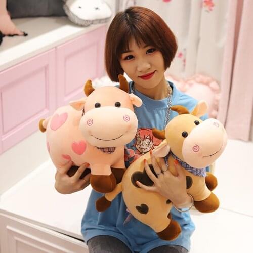 25/30/40CM 2021 NEW Cow Plush Toy Soft Bull Animal Plush Toy Pillow Kawaii Cattle Doll Kids Birthday Gifts Baby Sleeping Pillows