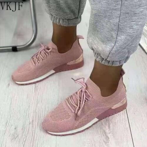 New Arrival Mesh Lace Up Sneakers Women Casual Platform Shoes White Shoes Daily Jogging Sports Shoes Tenis Feminino Plus Size