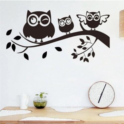 New Monochrome Carved Wall Stickers Bedroom Childrens Room Bedside Black Owl Decorative Stickers