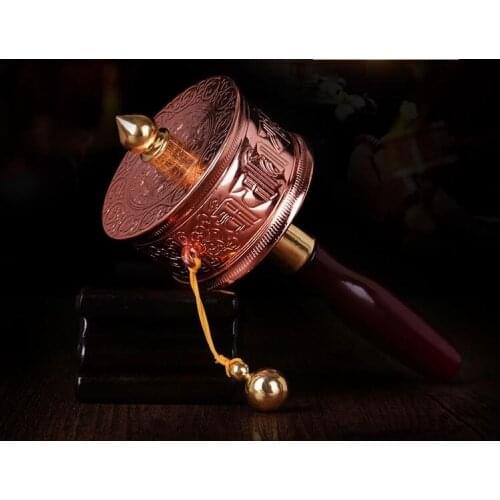 New Buddhist Temple Ceremony Pray Buddha Instrument Exquisite Prayer Wheel Alloy Om Mani Padme Hum Hand-cranking Buddhist Wheel