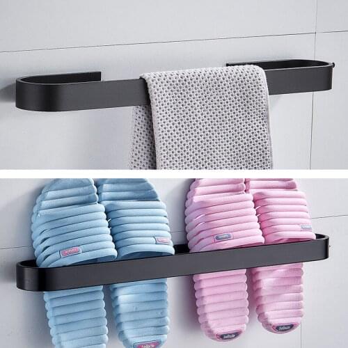 Solid Space Aluminum Black Towel Bar Single Towel Rack Bathroom Matte Black Wall Mounted Towel Holder 30/40/50/60 cm