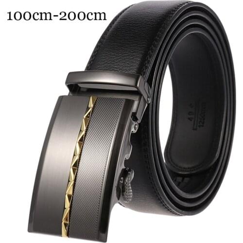 105 140 150cm Fashion Belts for Men Automatic Buckle Mens Belt Genuine Leather Belts Men Business Trouser Belt for Jeans 2021