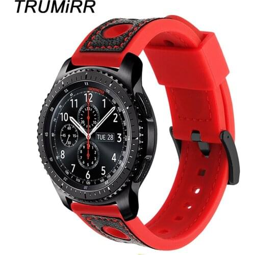 Genuine Leather Watchband for Samsung Gear S3 Classic Frontier Pebble Time/Steel Quick Release Watch Band Silicone Rubber Strap