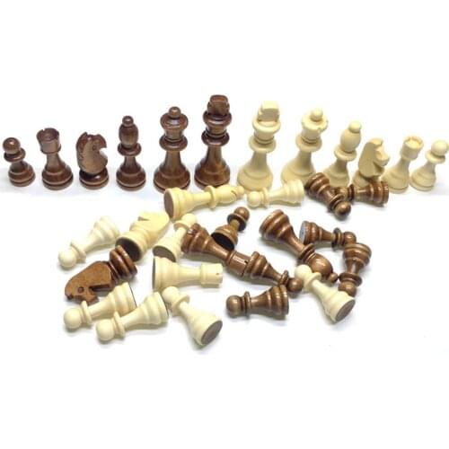 32pcs Wooden Carved Chess Pieces Hand Crafted Set 65mm King Size Toys Children Birthdays Christmas Gift Chess Games Accessories